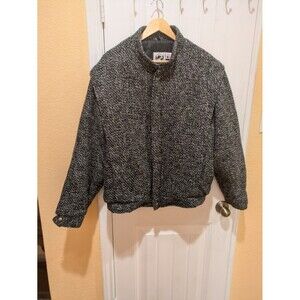 Rare VTG SADDLERY Cooper Collections Herringbone Lined Hooded Jacket 90s L